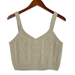 Dictionary Knitwear Cropped Top Tan Knit Sleeveless Women's XL